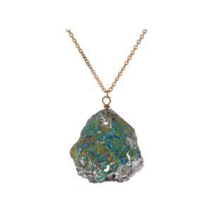 Fashion Popular Personal Alloy Long Chain Necklace Irregular Resin Gemstone Pendant