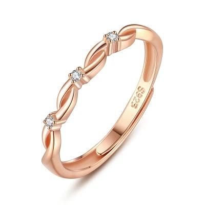 925 Sterling Silver Ring Minimalist Zircon Ring Adjustable Ring for Women Engagement Wedding Fashion Jewelry