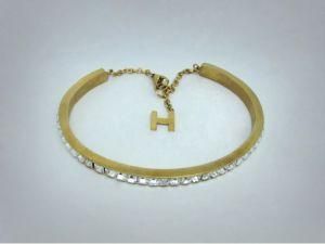 Stainless Steel Letter Gold Plating Bling Bracelet (BC1331)