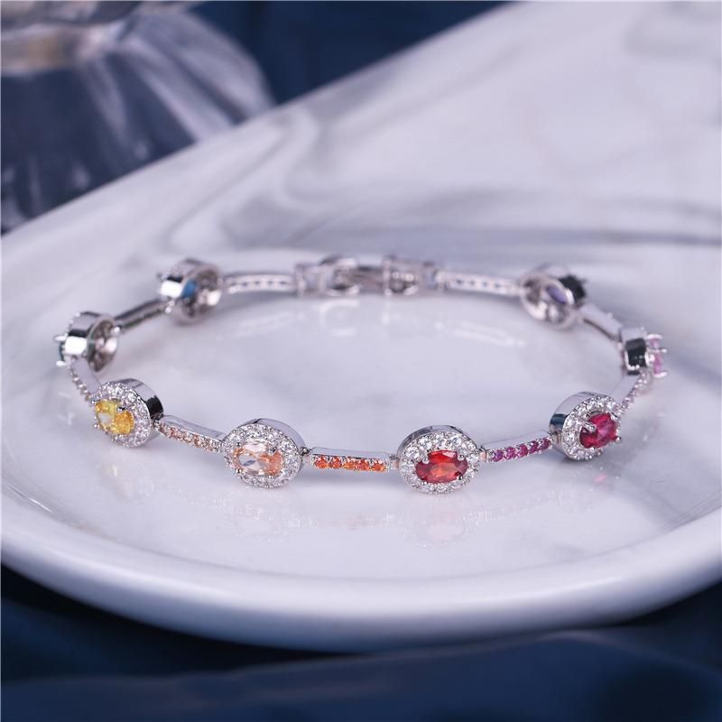 Fashion Geometry Colorful Zircon Crystal Bracelet Jewelry