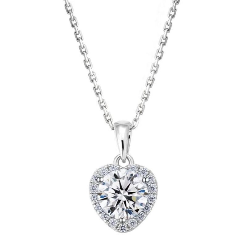 Heart Shaped Love Cubic Zirconia S925 Sterling Silver Necklace Indian Accessories Women