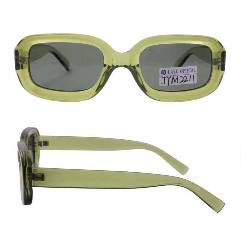 Fashion Custom Shiny Transparent Plastic Square Sunglasses for Women & Men