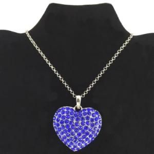 Royal Blue Crystal Heart Charms Necklace Wholesale (FN16040816)