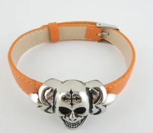 Fashion Jewelry, Hot Steel Bracelet Jewelry, Fashion Steel Skull Leather Jewelry Bracelet (3448)