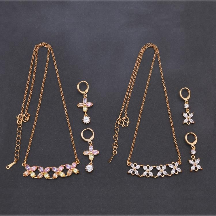 Wholesale Costume Fashion Imitation Gold Silver Stainless Steel Charm Jewelry with Earring Sets Pendant Necklace