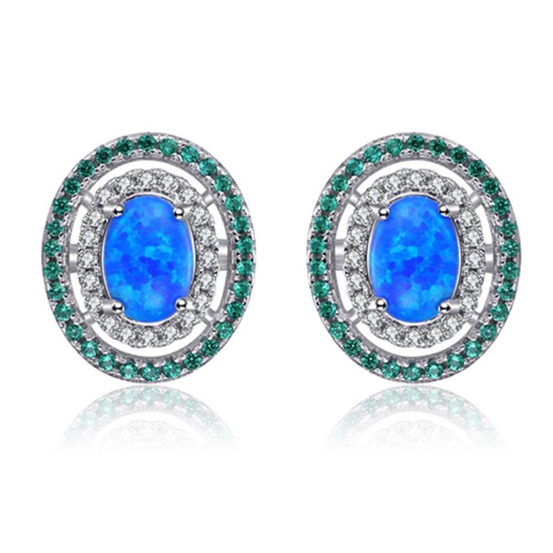 New Design 925 Sterling Silver Opal Stud Earrings for Girls Women Jewelry