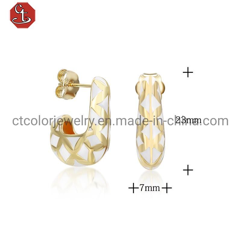 Costume jewelry earrings 925 silver Enamel fashion earrings for women