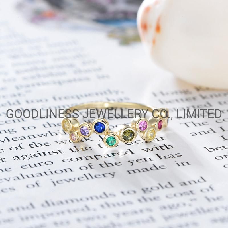 925 Sterling Silver Women Multi-Color CZ Fine Jewelry Rings