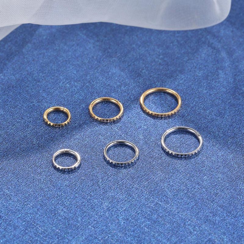 Hinged Segment Ring-G23 Titanium Pyramid Nose Rings Hoop 16g 6mm to 12mm Body Piercing Jewelry