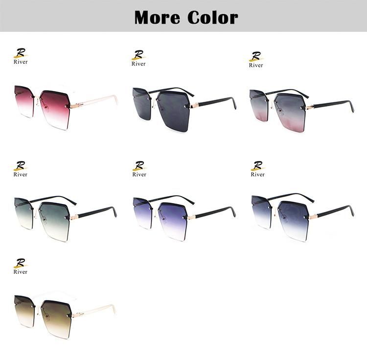 Oversize Custom Logo Ready Frameless Women Sunglasses