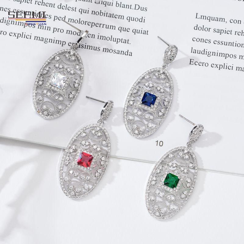 Women′ S Fashion Long Oval Zircon Earrings