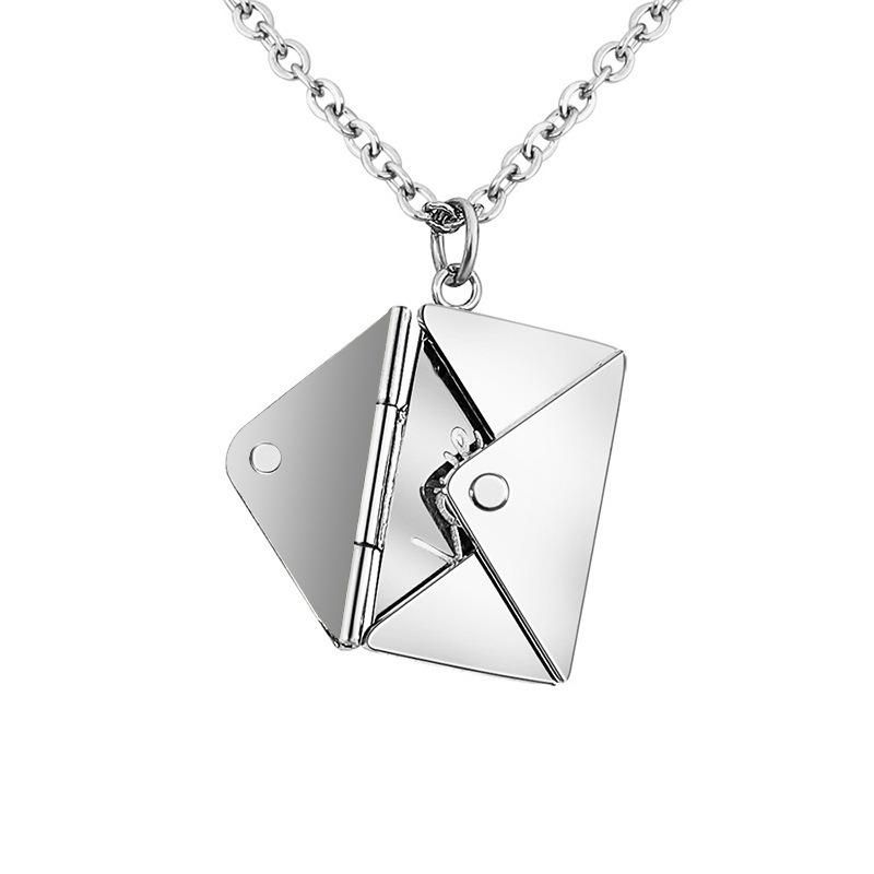 Fashion Envelope Titanium Steel Engrave Love Letter Necklace