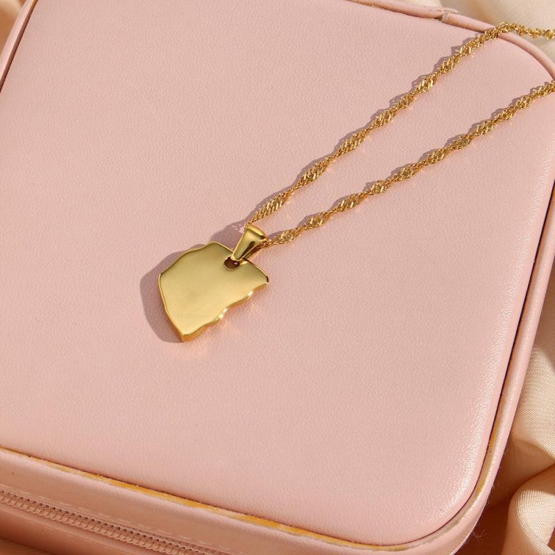 Manufacturer Customized Fashion Jewelry Retro Personalized Fashion Pendant Jewelry Stainless Steel 18K Gold Plated Irregular Portrait Zircon Pendant Necklace