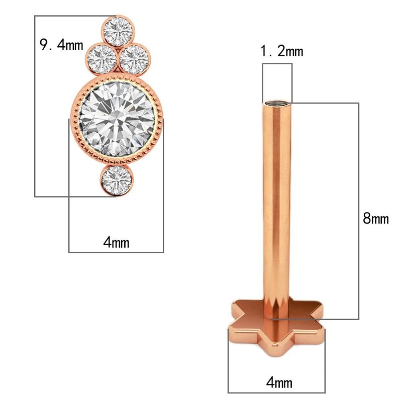 316L Surgical Steel European and American Exquisite Zircon Earrings Ear Cartilage Pin Lip Nail Piercing Jewelry