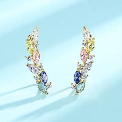 Fashion 925 Silver Colorful CZ Earring Jewelry for Wholesale with Gold Plating