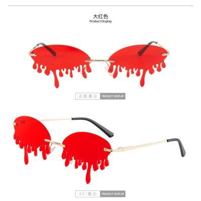 High Fashion Wholesale Sun Glasses Candy Color Funny Tear Shape Rimless Sunglasses