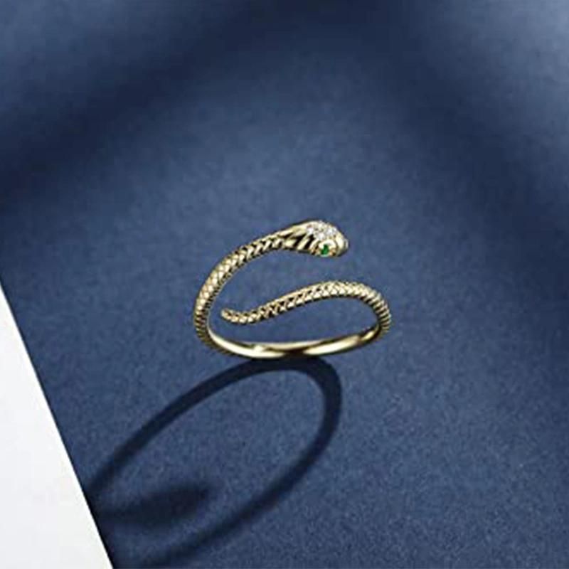 Snake-Shaped Real Plated Zircon Opening Ring