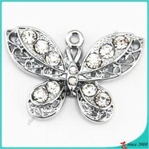 Silver Big Crystal Butterfly Pendant Necklace Charm