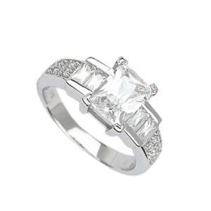 18k White Gold Filled Silver Hot White Sapphire Engagement Ring