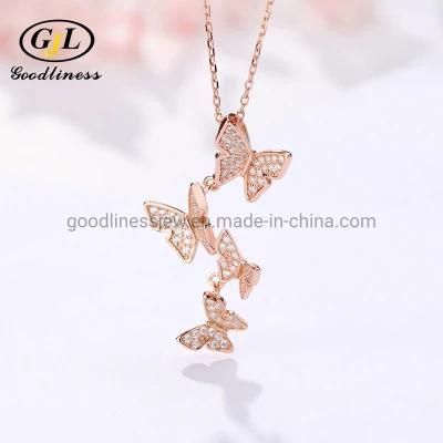 Wholesale Four Butterfly Zircon Simple Clavicle Necklace Jewelry for Women