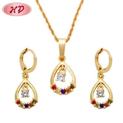 Wholesale Women Fashion Brass CZ 18K Rose Gold Jewelry Set