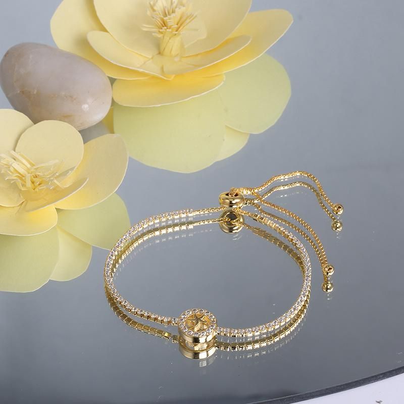Fashion Accessories Fashion Jewelry Hip Hop Jewellery Gold Plated Star Shape Factory Wholesale AAA Moissanite CZ Bracelet