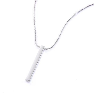 Chunky 316L Stainless Steel Silver Color Delicate Bar Pendant Necklace for Couple Necklaces Jewellery
