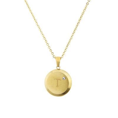 Manufacturer Custom Fashion Jewelry 18K PVD Gold Plated High Quality Non Fade Stainless Steel jewellery 18K Letter Necklace Coin Jewelry