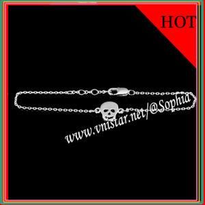 Double Silver Plated Skull Bracelet (VSB069-1)