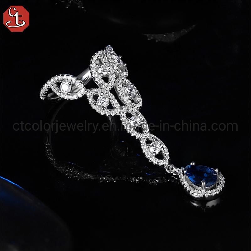 Custom 925 Silver Rhodium plated Gemstone Temperament Rings for Women