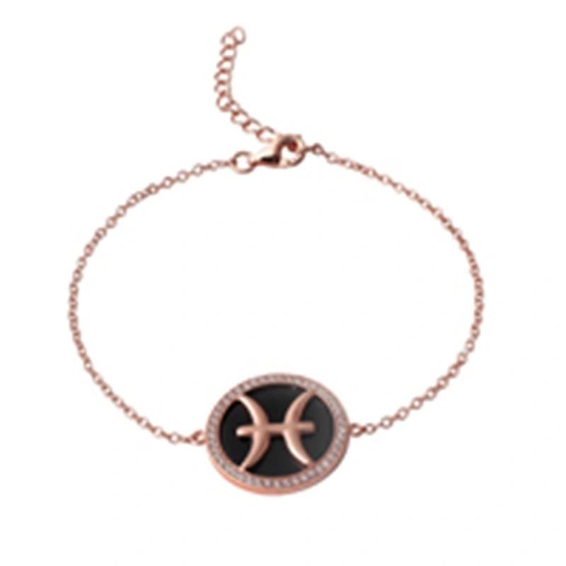 Rose Gold Plated Horoscope Over Enamel Bracelet