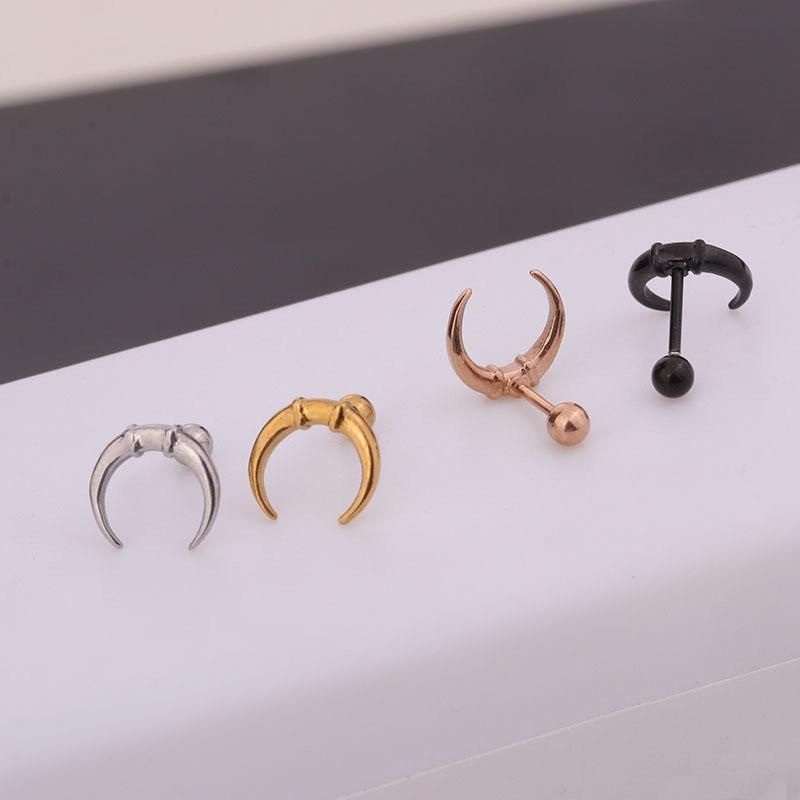 Stainless Steel Moon Earrings Stud Body Piercing Jewelry