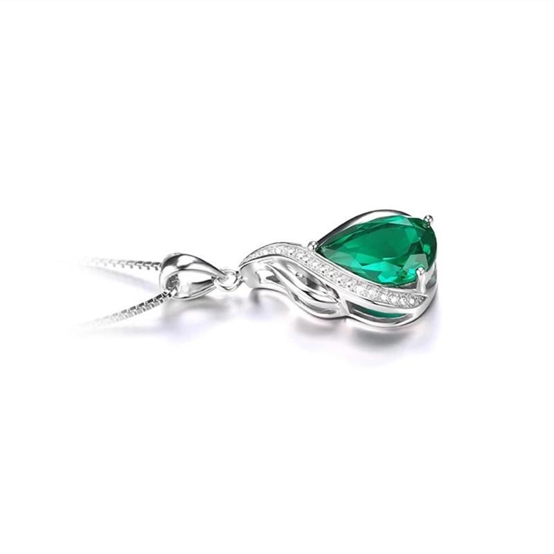 Imitation Wholesale Pearl Created Emerald Necklace Pendant 925 Sterling Silver Jewelry