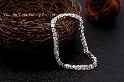 White Gold Plated Silver Clearance Crystal CZ Cubic Zirconia Decorated Bangle Bracelet for Women