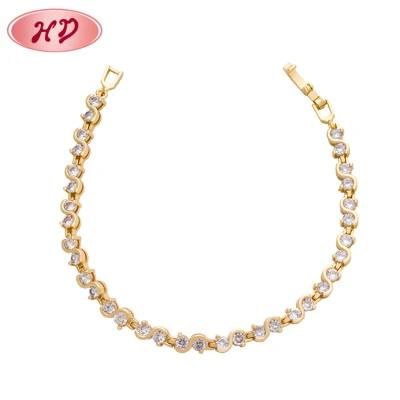 Fashion Designs Imitation Jewelry 18K Gold Plated Cubic Zircon Bracelet