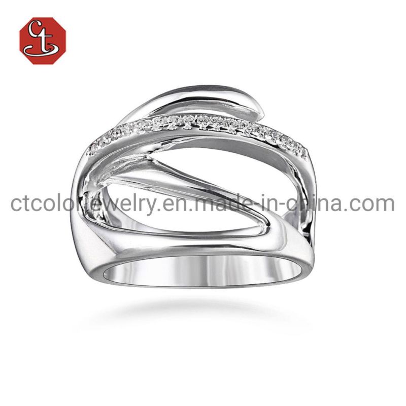 Customized Jewelry Wide Silver Ring Pave CZ
