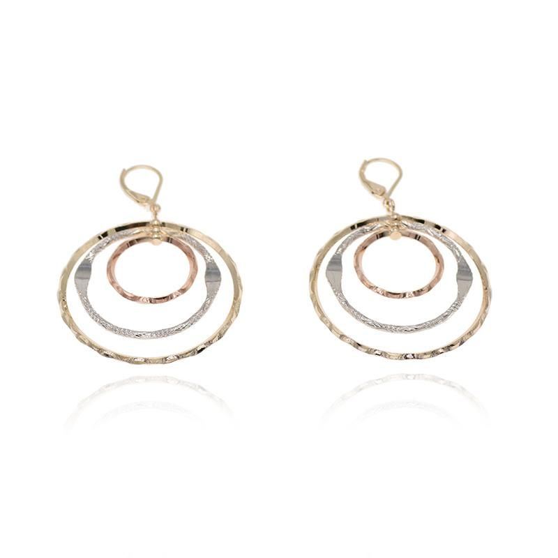 Trendy Tricolor Gold Plated Safety Pin Hoop Stud Earrings