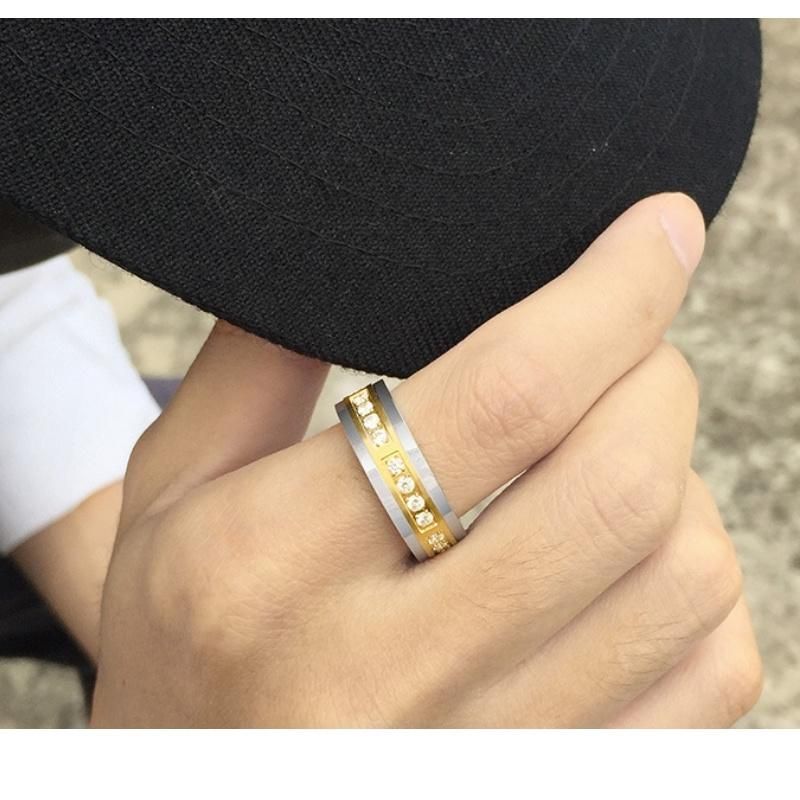 Tungsten Gold Rings Electrocardiographic Style Ring Men′ S Ring Korean Style Men′ S Domineering Ring
