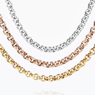 Stainless Steel Gold Plated Round Belcher Rolo Chain Necklace Bracelet Anklet Fashion Jewelry