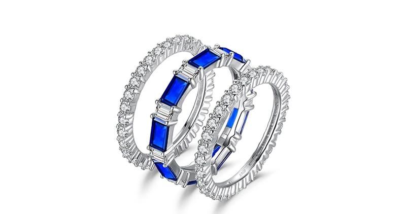 Blue Spinel Statement Ring Sets 925 Sterling Silver as Gifts for Women