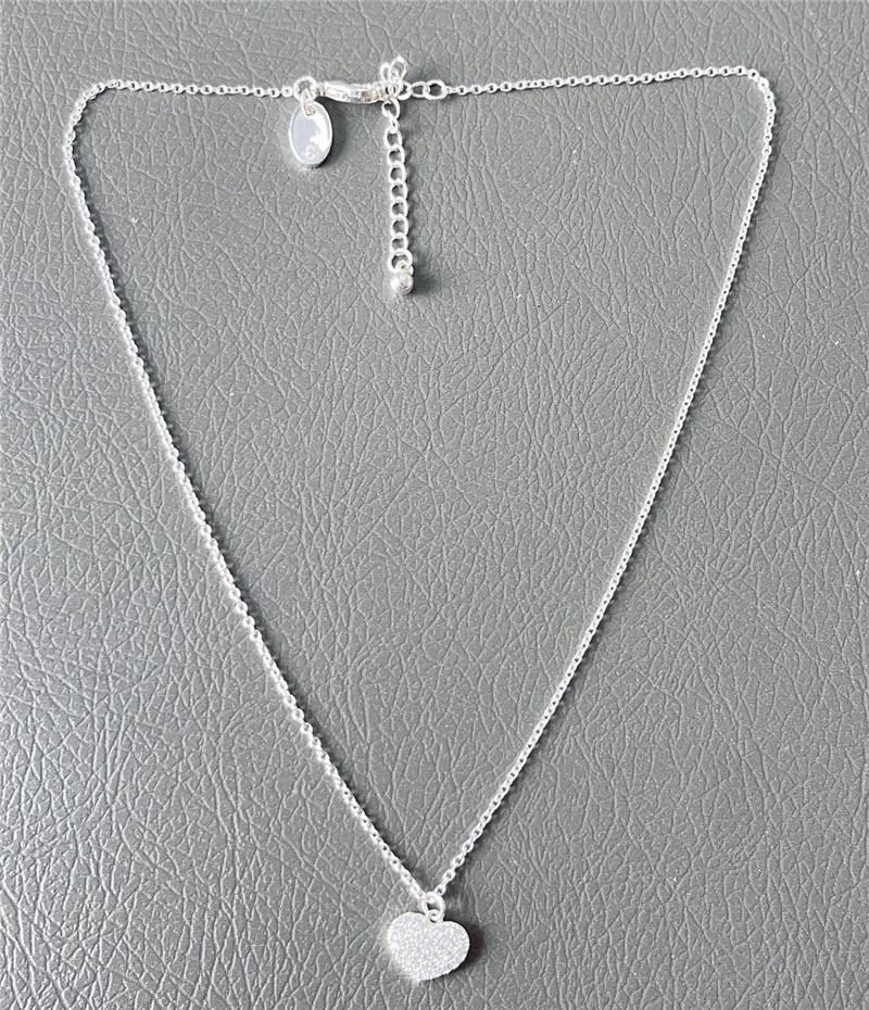 Manufacture Basic Sterling Silver Pave Cubic Heart Pendant Necklace for Women Girls