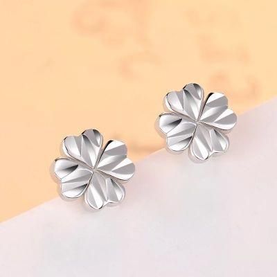 Hot Sale 925 Sterling Silver Designed Four Leaf Earrings for Lady