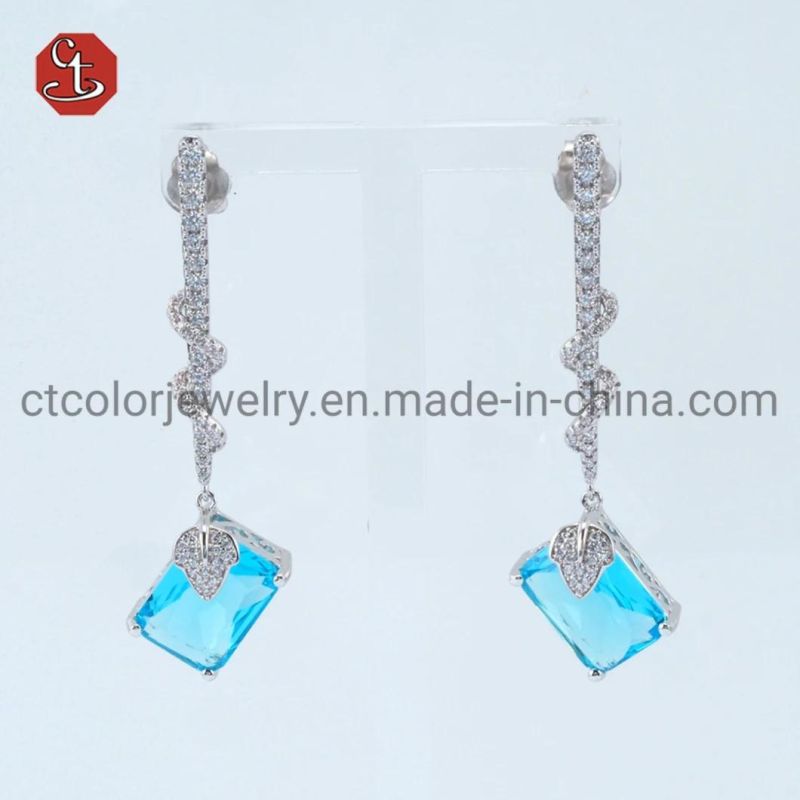 Fashion Accessories Jewelry Blue Gemstone AAA+ Zirconia Silver Earring