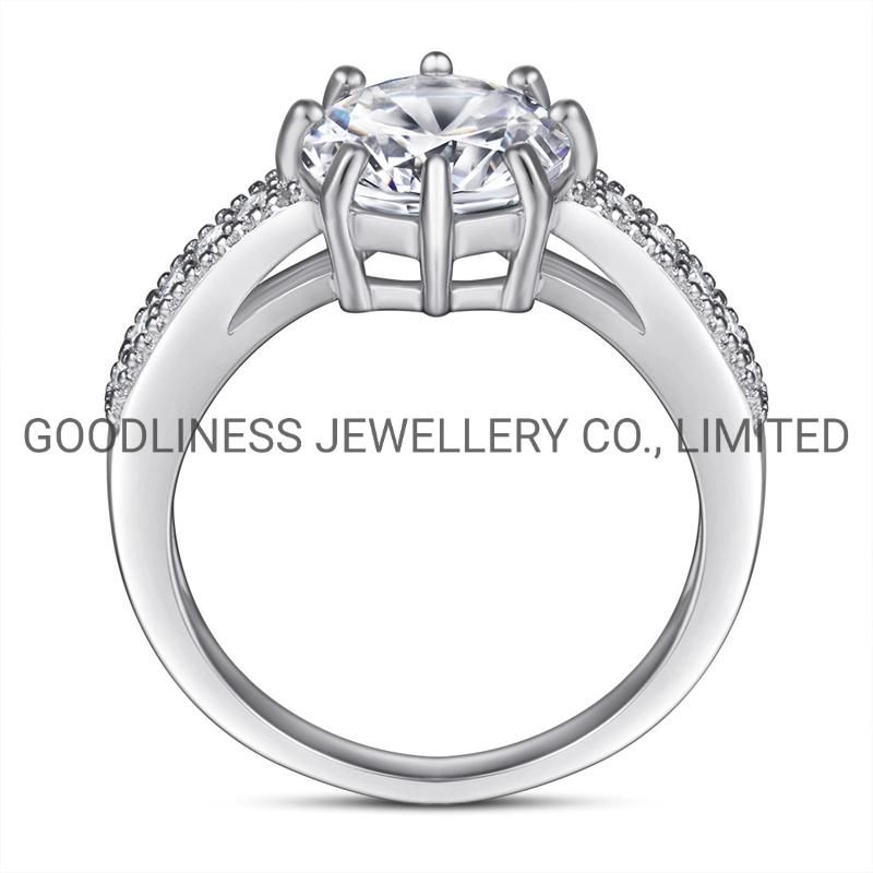 Rhineshtone Jewelry 925 Sterling Silver Diamond Women Engagement Wedding Rings