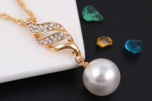 Crystal Gold Color Big Simulated Pearl Wedding Party Jewelry Set