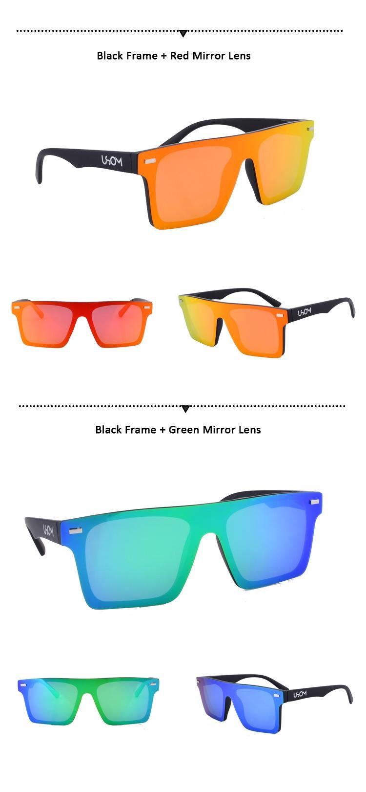 Custom Logo Luxury Womens Mirror Rimless Big Square Frame Shades Sun Glasses Sunglasses 2022