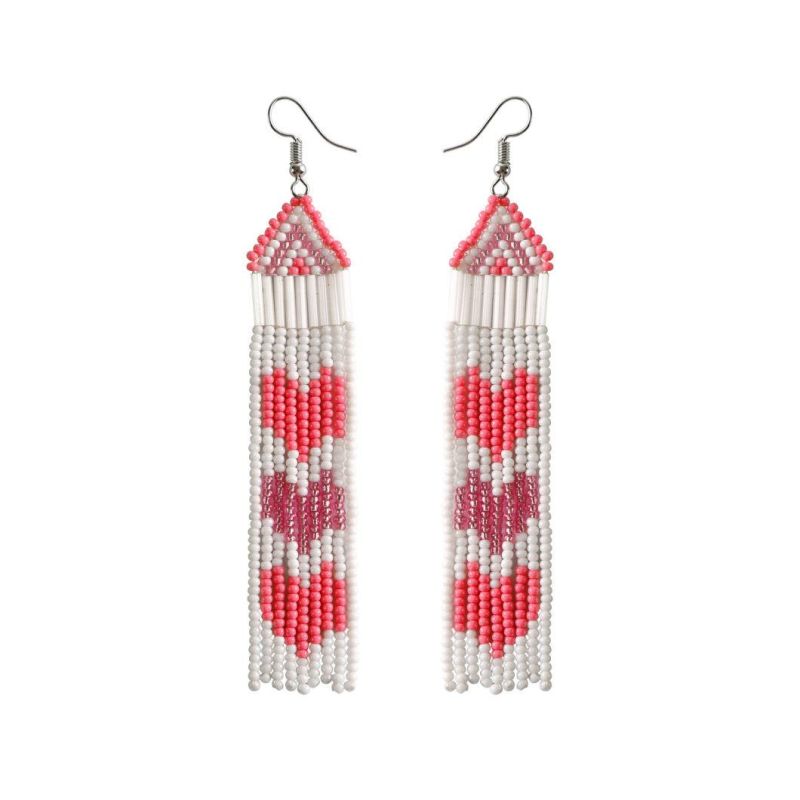 Handmade Tassel Rice Beads Bohemian Beaded Retro Jewelry Ethnic Style Exaggerated Colorful Earrings for Women