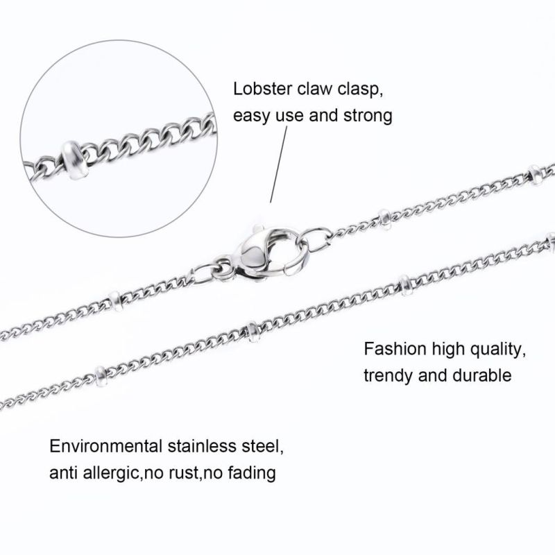 Custom Fashion Jewelry Accessories 16"-30"Stainless Steel Cable Ball Beaded Chain Gold Plated Necklace for Lady