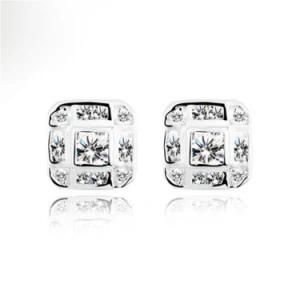 Fashion Square 925 Sterling Silver CZ Stone Earring