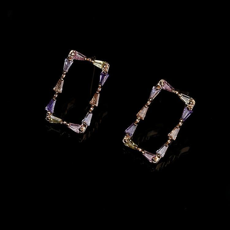 2020 Fashion Hot Sale Stylish Gold Plated Shaped crystal CZ Stud Earrings for Women Jewelry